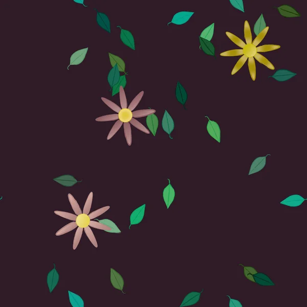 Абстрактні Квіти Зеленим Листям Безшовний Фон Векторні Ілюстрації — стоковий вектор