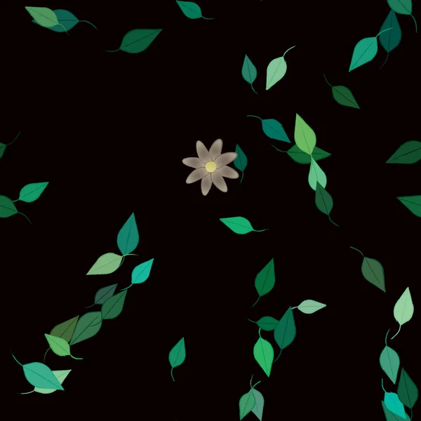 Flores Abstractas Con Hojas Verdes Fondo Sin Costuras Ilustración Vectorial — Archivo Imágenes Vectoriales