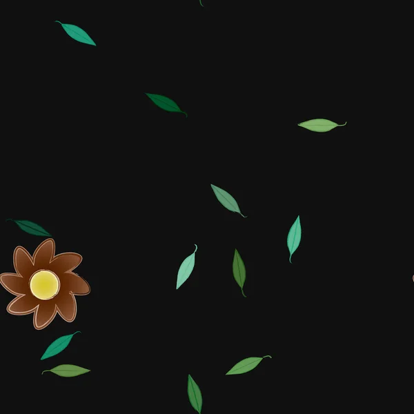 Flores Abstractas Con Hojas Verdes Fondo Sin Costuras Ilustración Vectorial — Archivo Imágenes Vectoriales