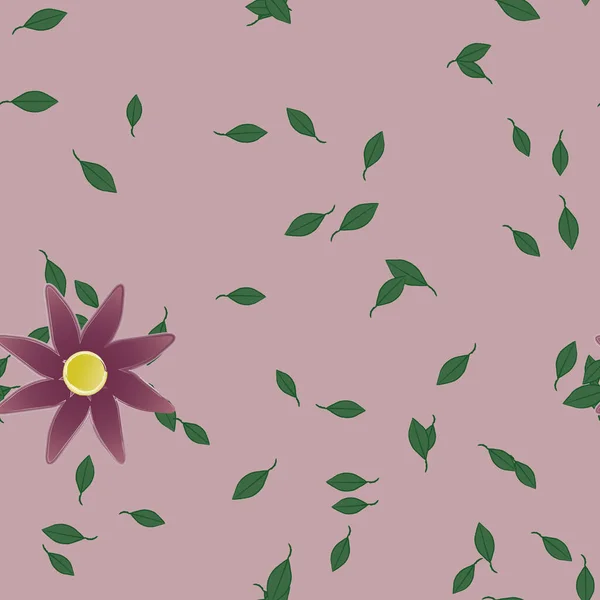 Abstrakta Blommor Med Gröna Blad Sömlös Bakgrund Vektor Illustration — Stock vektor