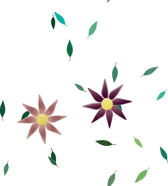 Абстрактні Квіти Зеленим Листям Безшовний Фон Векторні Ілюстрації — стоковий вектор