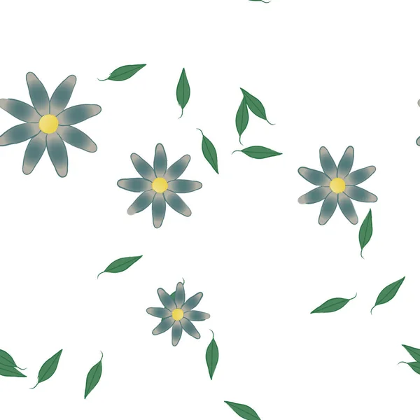 Bunga Abstrak Dengan Daun Hijau Latar Belakang Mulus Vektor Ilustrasi - Stok Vektor