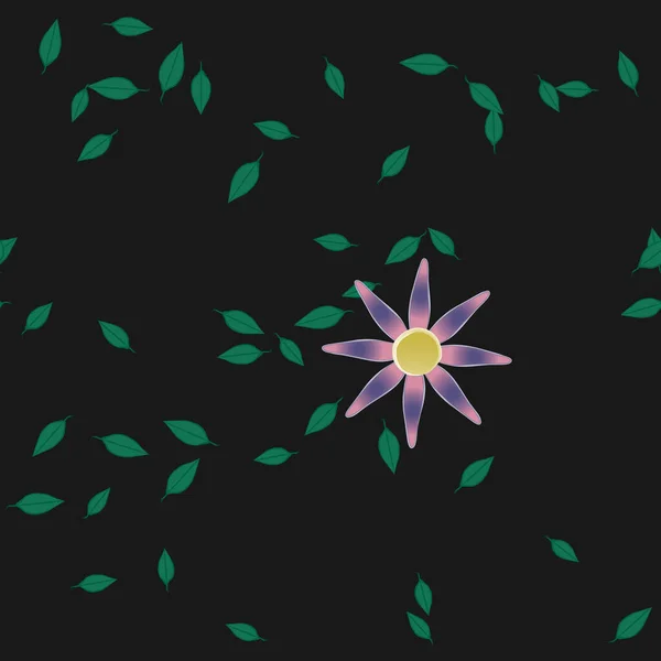 Flores Abstractas Con Hojas Verdes Fondo Sin Costuras Ilustración Vectorial — Vector de stock