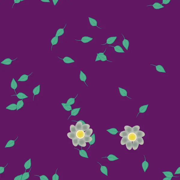 Abstraktní Květiny Zelenými Listy Hladké Pozadí Vektorové Ilustrace — Stockový vektor