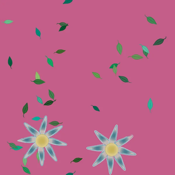 Fleurs Abstraites Avec Feuilles Vertes Fond Sans Couture Illustration Vectorielle — Image vectorielle