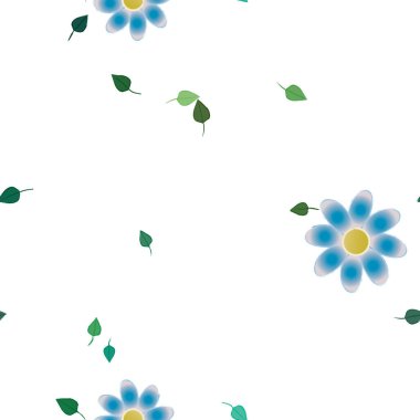 Yeşil yapraklı soyut çiçekler pürüzsüz arkaplan, vektör illüstrasyonu