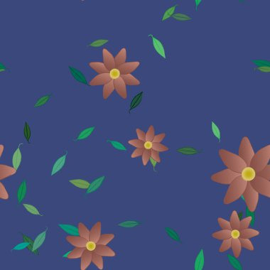 Yeşil yapraklı soyut çiçekler pürüzsüz arkaplan, vektör illüstrasyonu