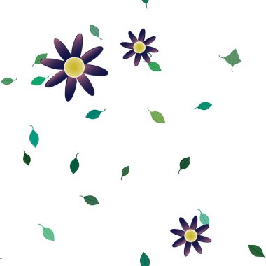 Yeşil yapraklı soyut çiçekler pürüzsüz arkaplan, vektör illüstrasyonu