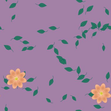 Yeşil yapraklı soyut çiçekler pürüzsüz arkaplan, vektör illüstrasyonu