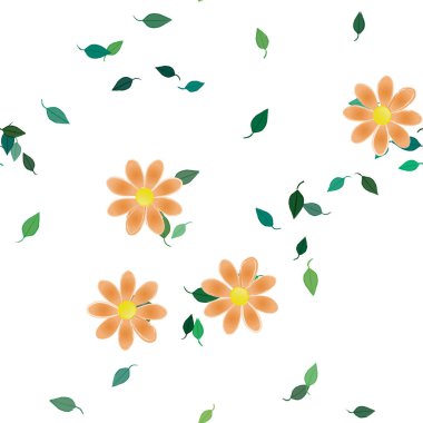 Yeşil yapraklı soyut çiçekler pürüzsüz arkaplan, vektör illüstrasyonu