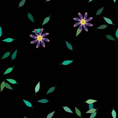 Yeşil yapraklı soyut çiçekler pürüzsüz arkaplan, vektör illüstrasyonu