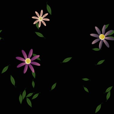 Yeşil yapraklı soyut çiçekler pürüzsüz arkaplan, vektör illüstrasyonu