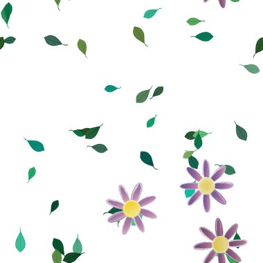 Yeşil yapraklı soyut çiçekler pürüzsüz arkaplan, vektör illüstrasyonu