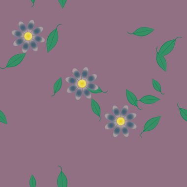 Yeşil yapraklı soyut çiçekler pürüzsüz arkaplan, vektör illüstrasyonu