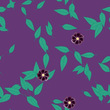 Yeşil yapraklı soyut çiçekler pürüzsüz arkaplan, vektör illüstrasyonu