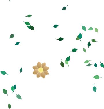 Yeşil yapraklı soyut çiçekler pürüzsüz arkaplan, vektör illüstrasyonu