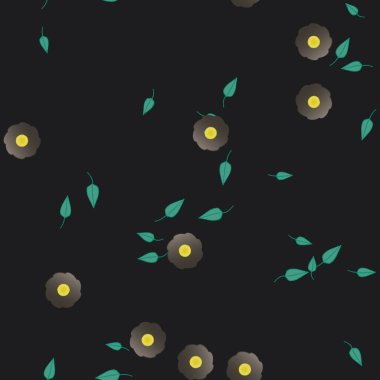 Yeşil yapraklı soyut çiçekler pürüzsüz arkaplan, vektör illüstrasyonu