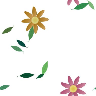 Yeşil yapraklı soyut çiçekler pürüzsüz arkaplan, vektör illüstrasyonu