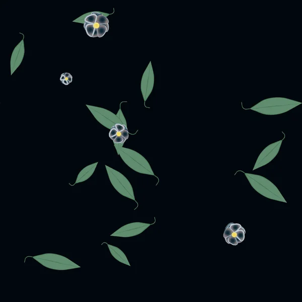 Flores Abstractas Con Hojas Verdes Fondo Sin Costuras Ilustración Vectorial — Vector de stock