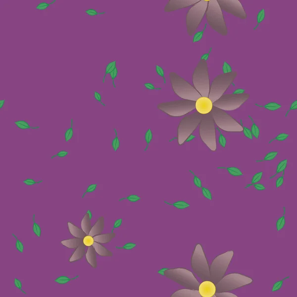 Fleurs Abstraites Avec Feuilles Vertes Fond Sans Couture Illustration Vectorielle — Image vectorielle