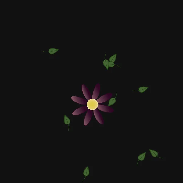 Flores Abstractas Con Hojas Verdes Fondo Sin Costuras Ilustración Vectorial — Archivo Imágenes Vectoriales