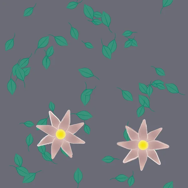 Elvont Virágok Zöld Levelek Zökkenőmentes Háttér Vektor Illusztráció — Stock Vector