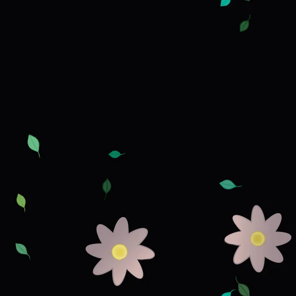 Flores Abstractas Con Hojas Verdes Fondo Sin Costuras Ilustración Vectorial — Vector de stock