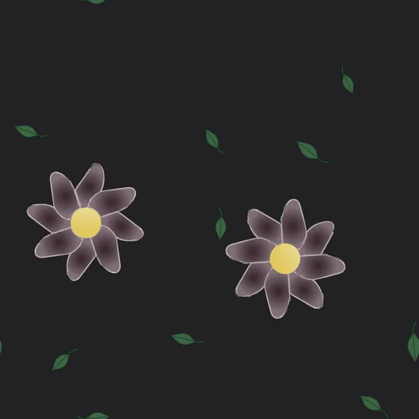 Flores Abstractas Con Hojas Verdes Fondo Sin Costuras Ilustración Vectorial — Archivo Imágenes Vectoriales