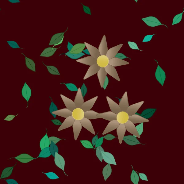 Flores Abstratas Com Folhas Verdes Fundo Sem Costura Ilustração Vetorial —  Vetores de Stock