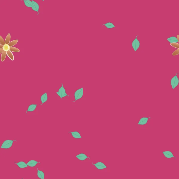 Fleurs Abstraites Avec Feuilles Vertes Fond Sans Couture Illustration Vectorielle — Image vectorielle