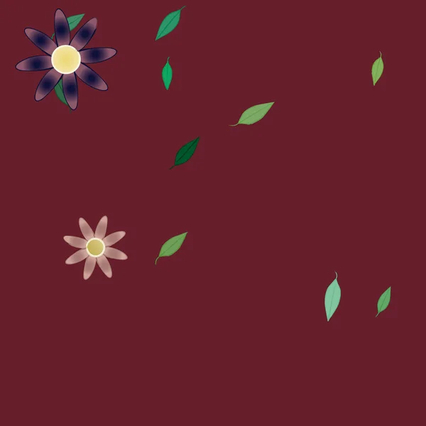 Abstrakcyjne Kwiaty Zielonymi Liśćmi Bezszwowe Tło Wektor Ilustracja — Wektor stockowy