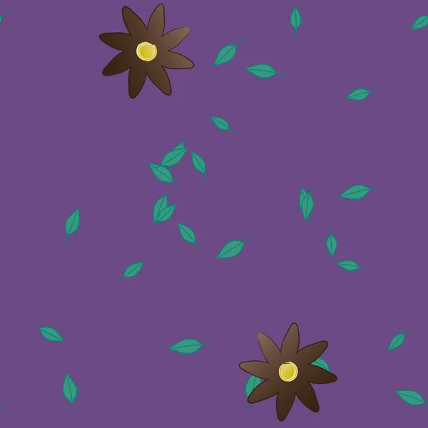 Fleurs Abstraites Avec Feuilles Vertes Fond Sans Couture Illustration Vectorielle — Image vectorielle