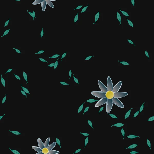 Composición Libre Con Flores Colores Simples Hojas Verdes Para Papel — Vector de stock