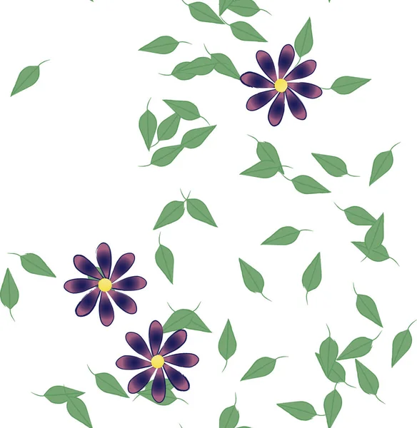 Composición Libre Con Flores Colores Simples Hojas Verdes Para Papel — Vector de stock