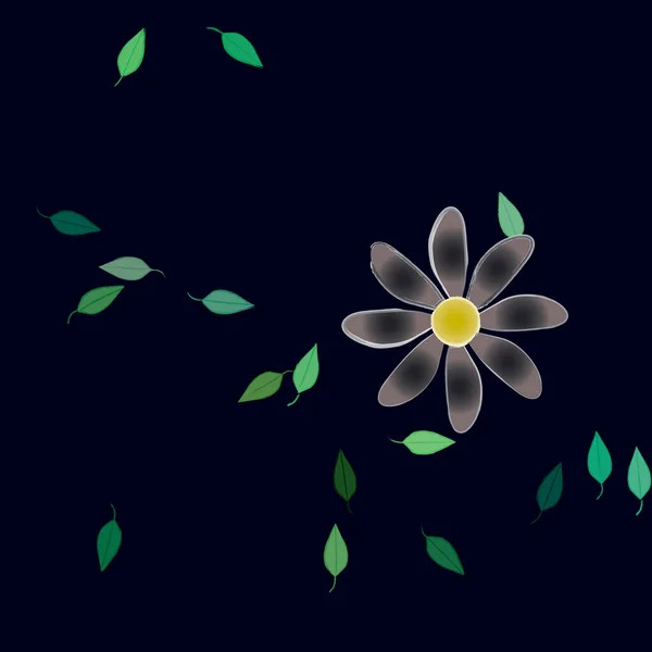 Свободная Композиция Простыми Красочными Цветами Зелеными Листьями Обоев Векторная Иллюстрация — стоковый вектор