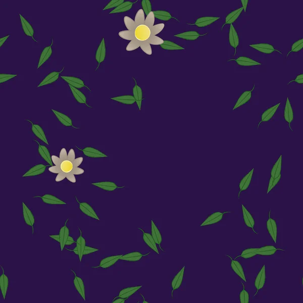 Composición Libre Con Flores Colores Simples Hojas Verdes Para Papel — Archivo Imágenes Vectoriales