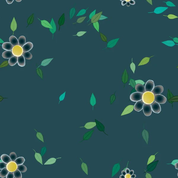 Composición Libre Con Flores Colores Simples Hojas Verdes Para Papel — Vector de stock