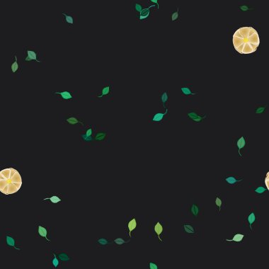 Basit renkli çiçeklerle kusursuz desen ve duvar kağıdı için yeşil yapraklar, vektör illüstrasyonu