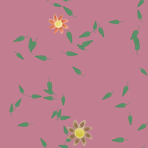 Composición Libre Con Flores Colores Simples Hojas Verdes Para Papel — Archivo Imágenes Vectoriales