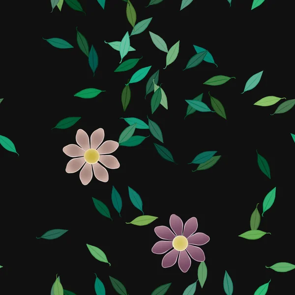 Composição Livre Com Flores Coloridas Simples Folhas Verdes Para Papel — Vetor de Stock