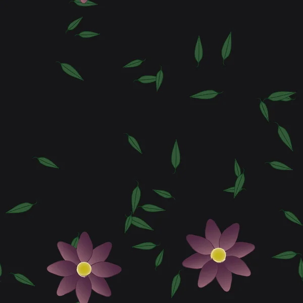 Composición Libre Con Flores Colores Simples Hojas Verdes Para Papel — Archivo Imágenes Vectoriales