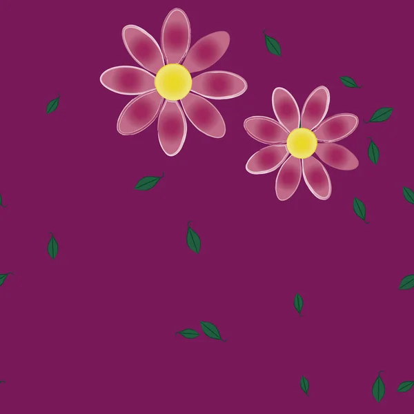 Composición Libre Con Flores Colores Simples Hojas Verdes Para Papel — Vector de stock