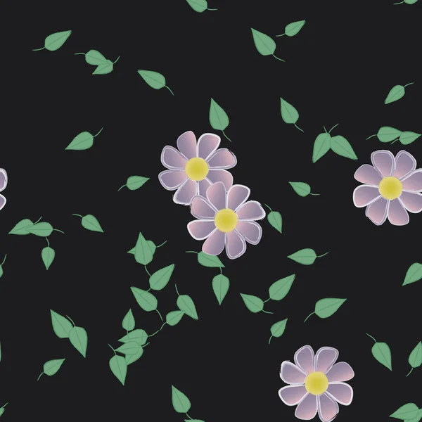 Composición Libre Con Flores Colores Simples Hojas Verdes Para Papel — Vector de stock