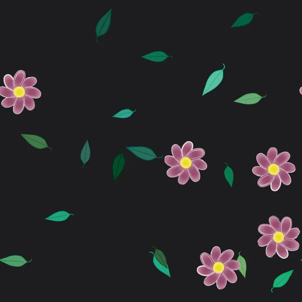 Composición Libre Con Flores Colores Simples Hojas Verdes Para Papel — Vector de stock