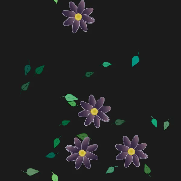 Composición Libre Con Flores Colores Simples Hojas Verdes Para Papel — Vector de stock