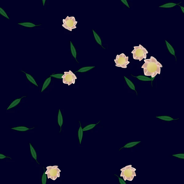 Composición Libre Con Flores Colores Simples Hojas Verdes Para Papel — Vector de stock