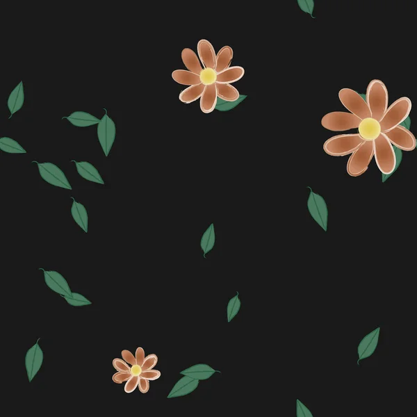 Model Fără Sudură Flori Simple Colorate Frunze Verzi Pentru Tapet — Vector de stoc