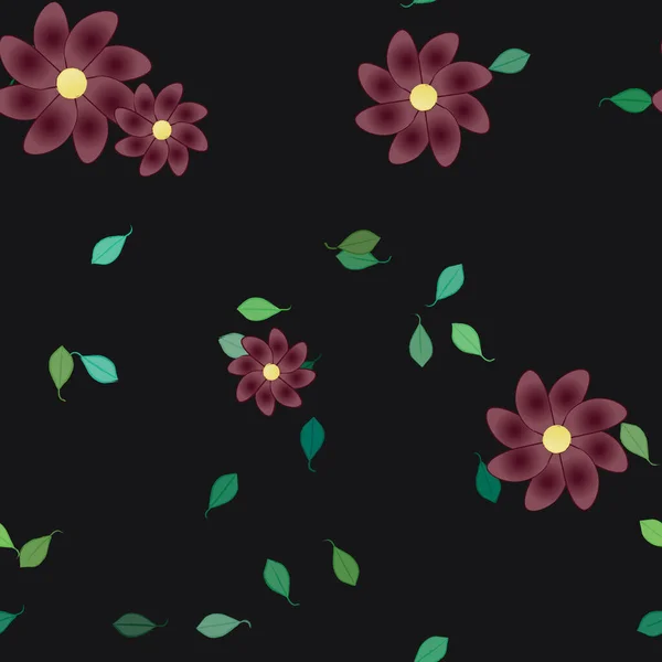 Composición Libre Con Flores Colores Simples Hojas Verdes Para Papel — Vector de stock