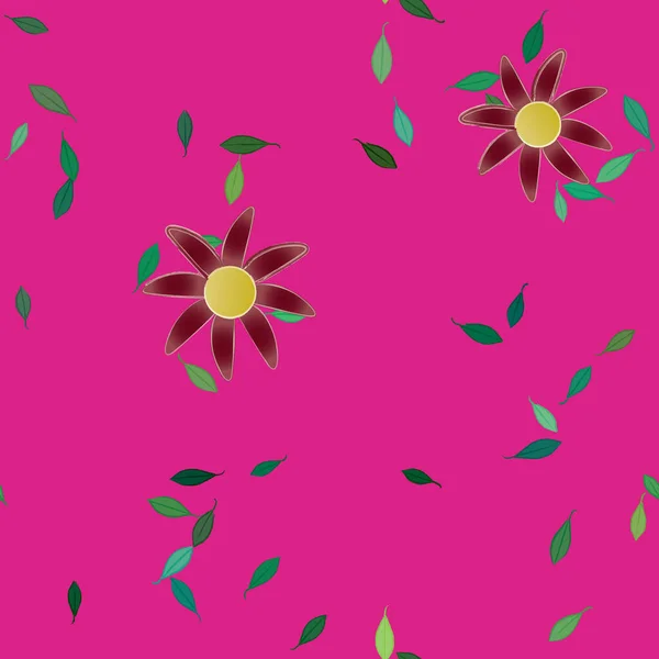 Composición Libre Con Flores Colores Simples Hojas Verdes Para Papel — Vector de stock