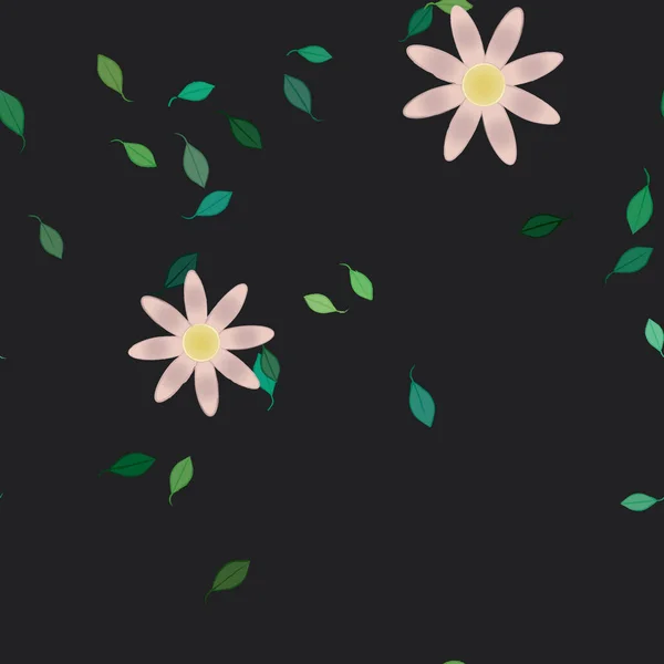 Composición Libre Con Flores Colores Simples Hojas Verdes Para Papel — Vector de stock